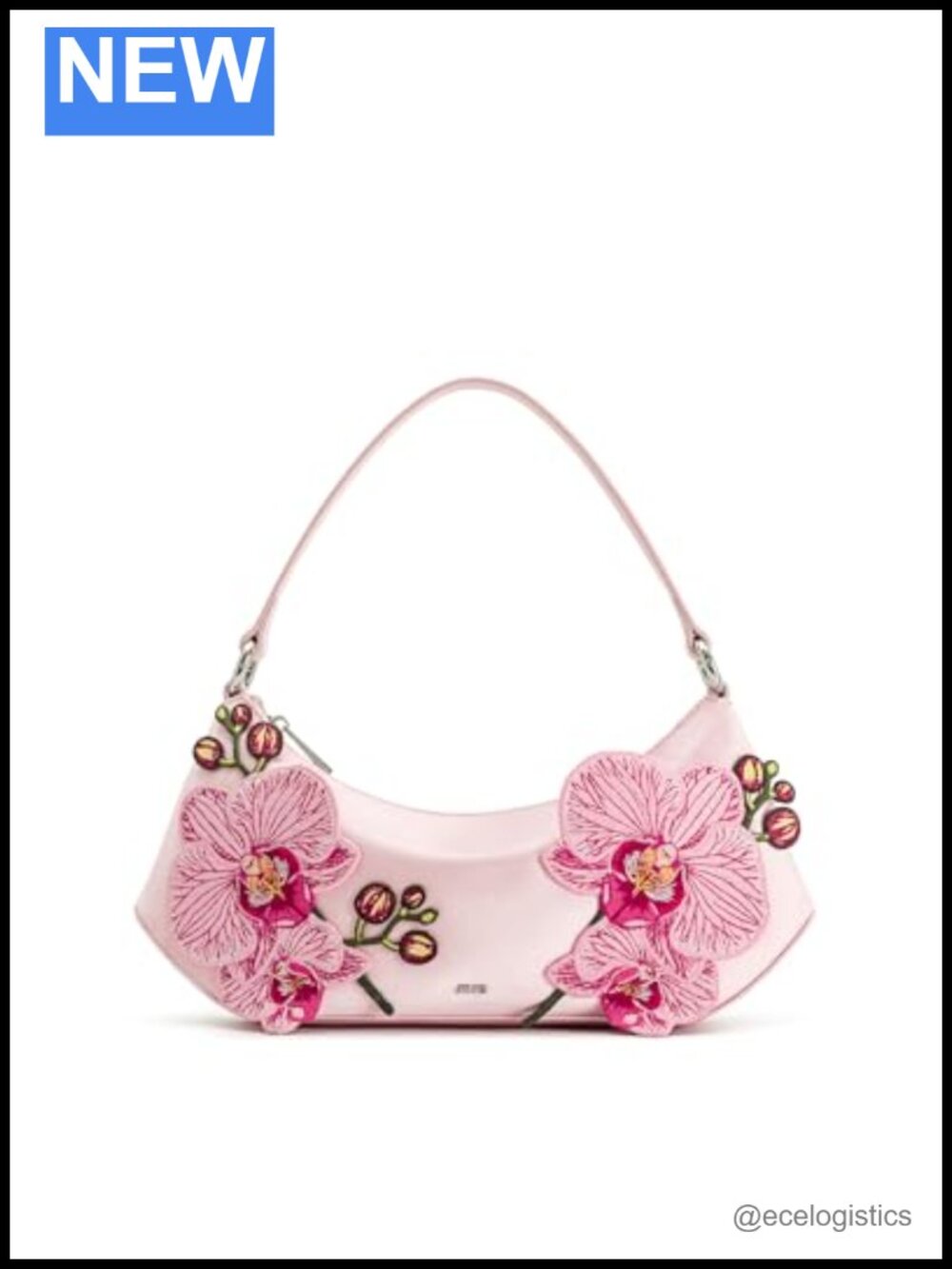Satin Floral Embroidered Shoulder Bag with Detachable Strap